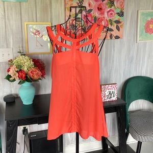 Women’s Sleeveless Top Coral High Low Size Small